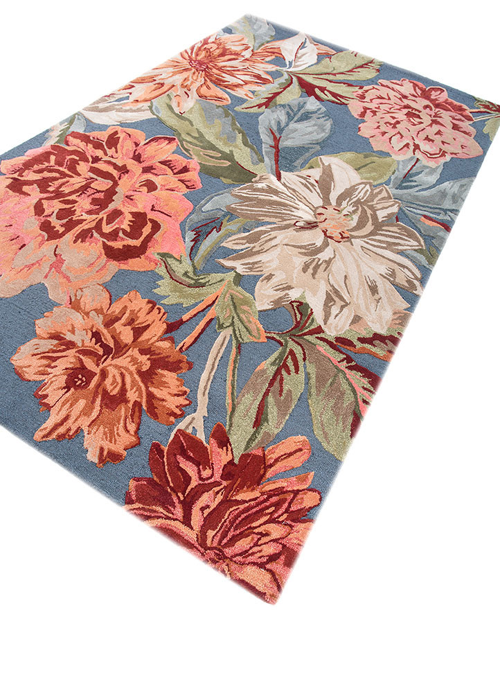 hacienda blue wool and viscose hand tufted Rug - FoldShot