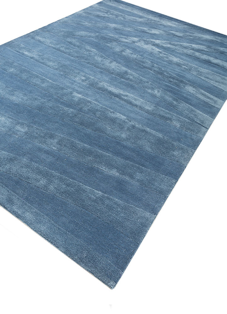 caliedo blue wool and viscose hand tufted Rug - FoldShot