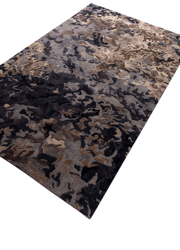 white noise grey and black wool and viscose hand tufted Rug - FoldShot