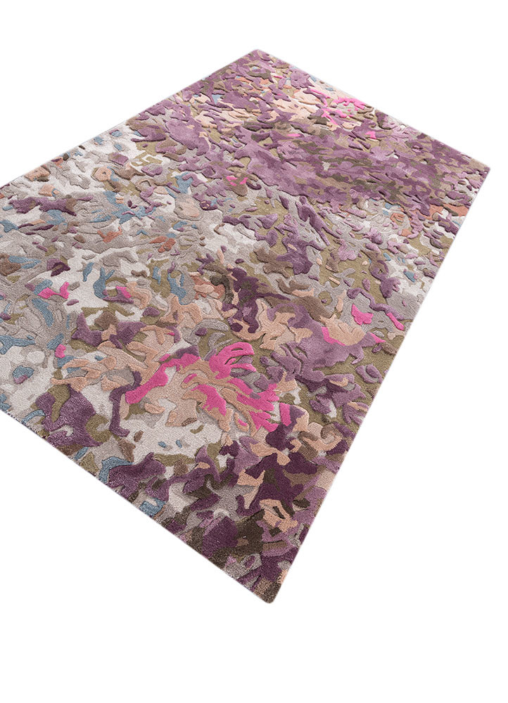 white noise pink and purple wool and viscose hand tufted Rug - FoldShot white noise pink and purple wool and viscose hand tufted Rug - FoldShot