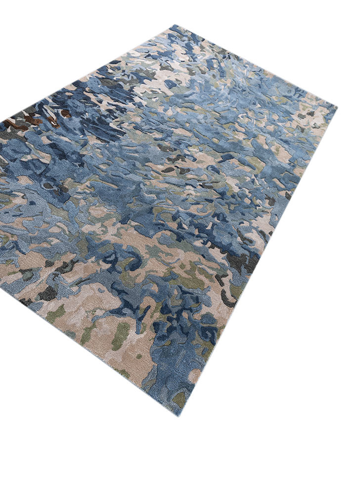 genesis blue wool and viscose hand tufted Rug - FoldShot genesis blue wool and viscose hand tufted Rug - FoldShot