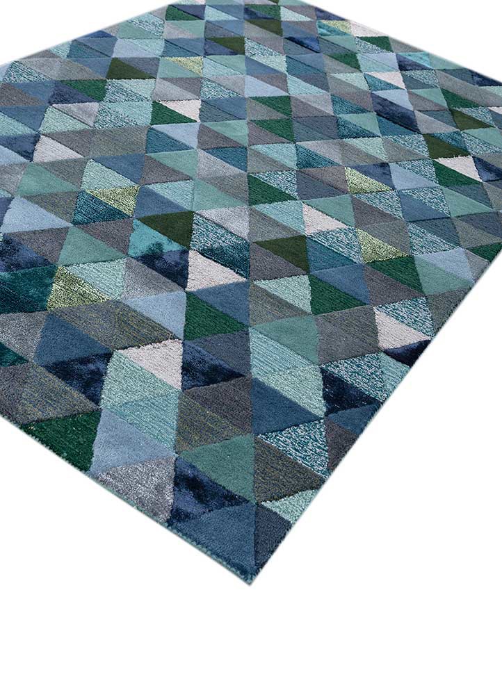 caliedo blue wool and viscose hand tufted Rug - FoldShot