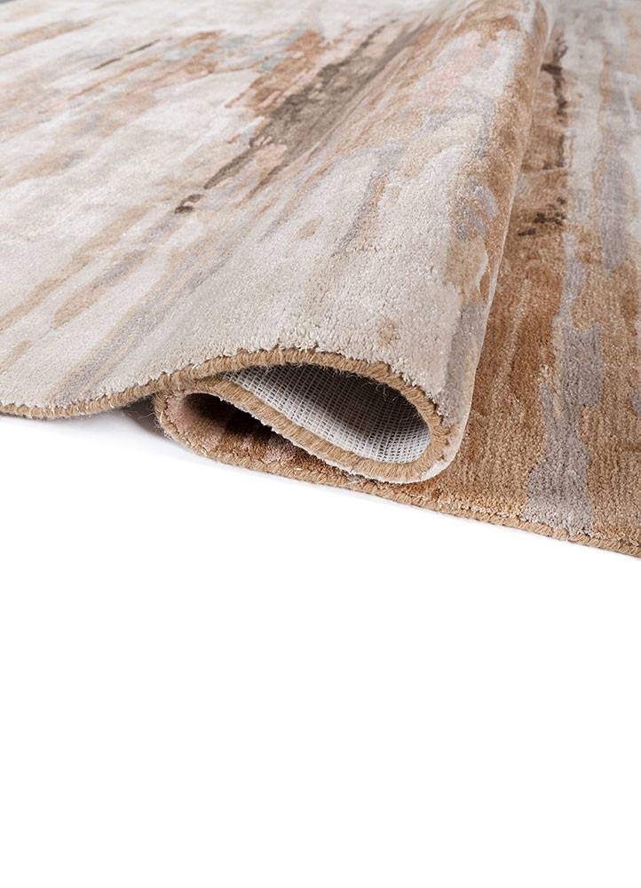 genesis beige and brown wool and viscose hand tufted Rug - FoldShot