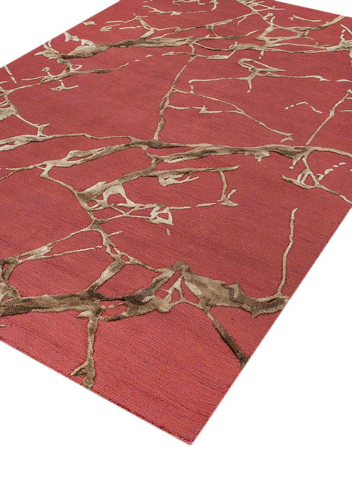 genesis red and orange wool and viscose hand tufted Rug - FoldShot