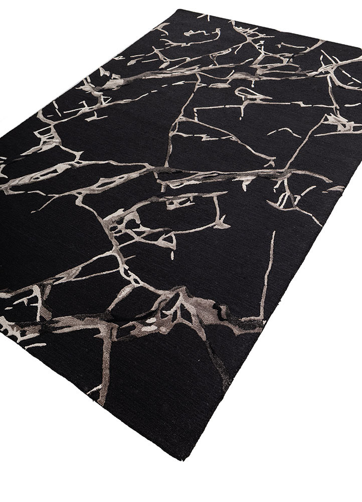 genesis grey and black wool and viscose hand tufted Rug - FoldShot