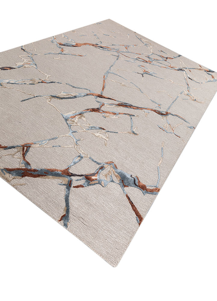 genesis beige and brown wool and viscose hand tufted Rug - FoldShot