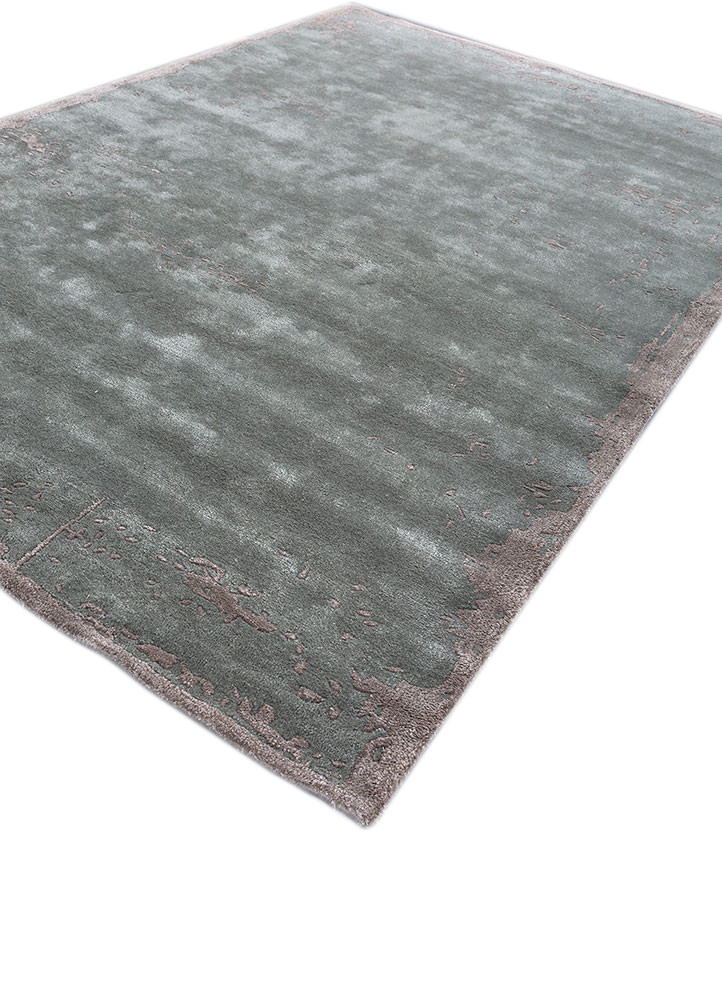 white noise blue wool and viscose hand tufted Rug - FoldShot