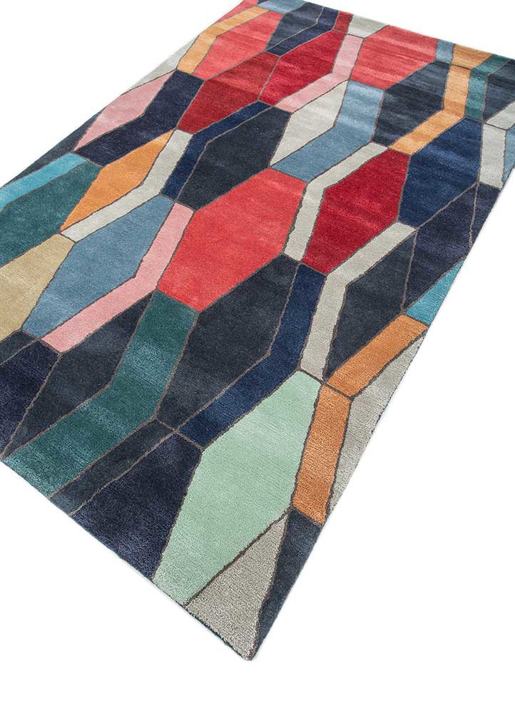 acar blue wool and viscose hand tufted Rug - FoldShot