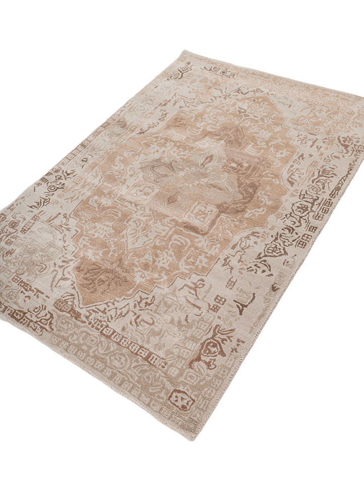 mythos beige and brown wool and viscose hand tufted Rug - FoldShot mythos beige and brown wool and viscose hand tufted Rug - FoldShot