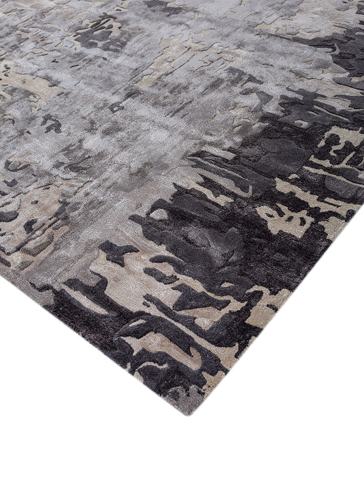 genesis grey and black wool and viscose hand tufted Rug - FoldShot genesis grey and black wool and viscose hand tufted Rug - FoldShot