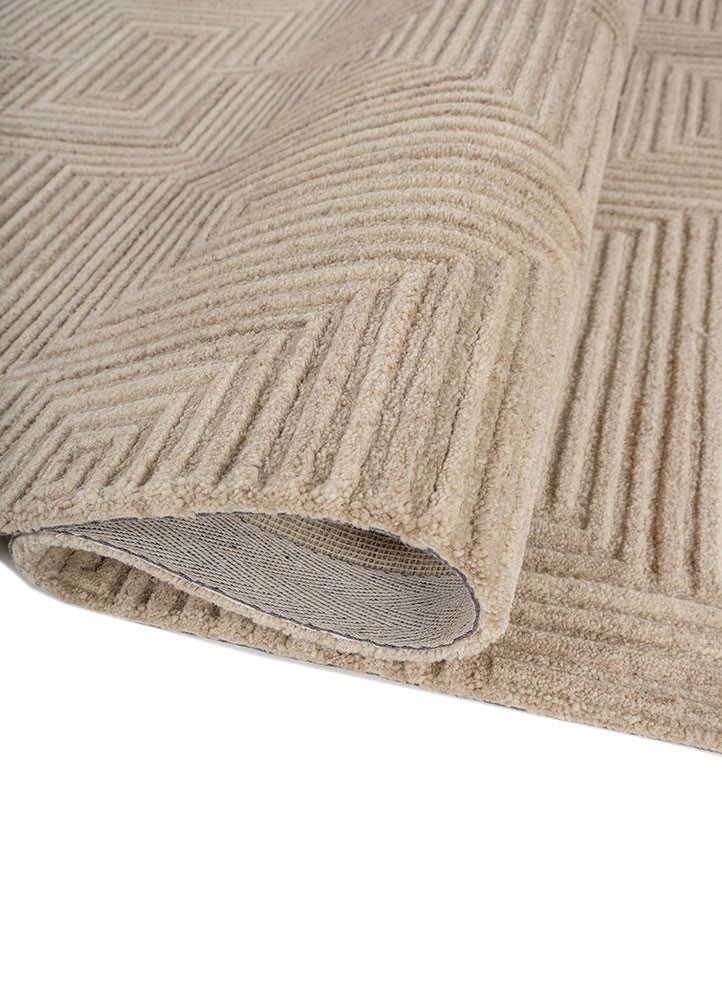 contour beige and brown wool hand tufted Rug - FoldShot contour beige and brown wool hand tufted Rug - FoldShot
