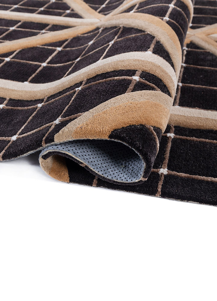 faces beige and brown wool and viscose hand tufted Rug - FoldShot