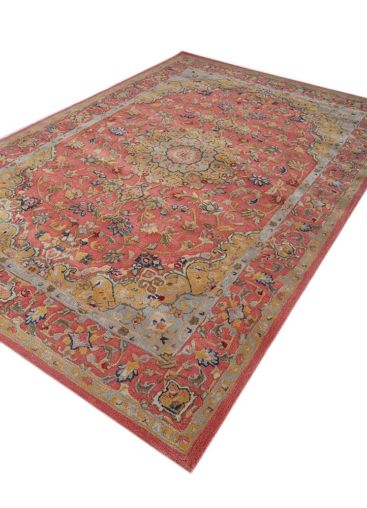 kasbah red and orange wool and viscose hand tufted Rug - FoldShot