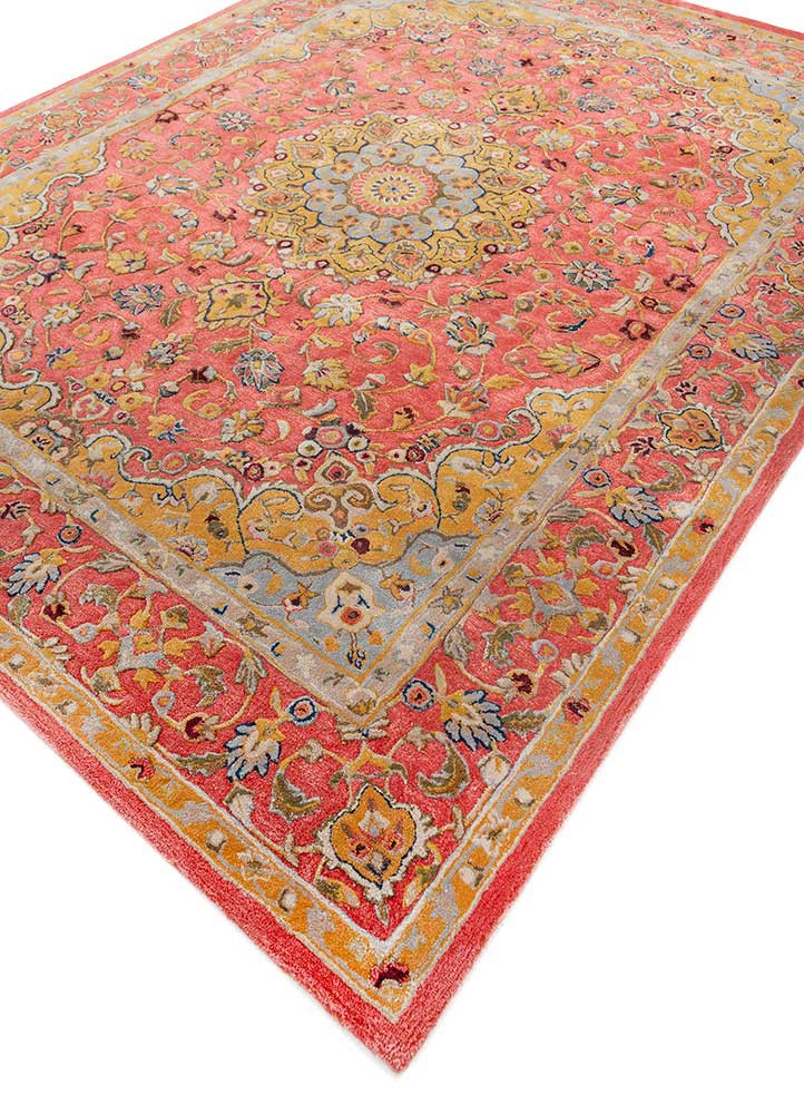 kasbah red and orange wool and viscose hand tufted Rug - FoldShot kasbah red and orange wool and viscose hand tufted Rug - FoldShot