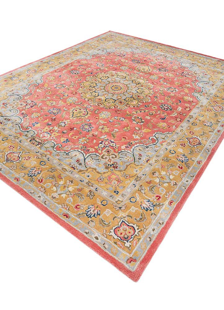 kasbah red and orange wool and viscose hand tufted Rug - FoldShot kasbah red and orange wool and viscose hand tufted Rug - FoldShot