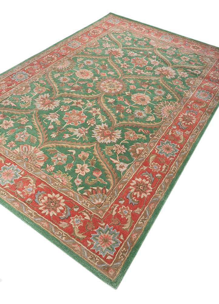 kasbah green wool and viscose hand tufted Rug - FoldShot