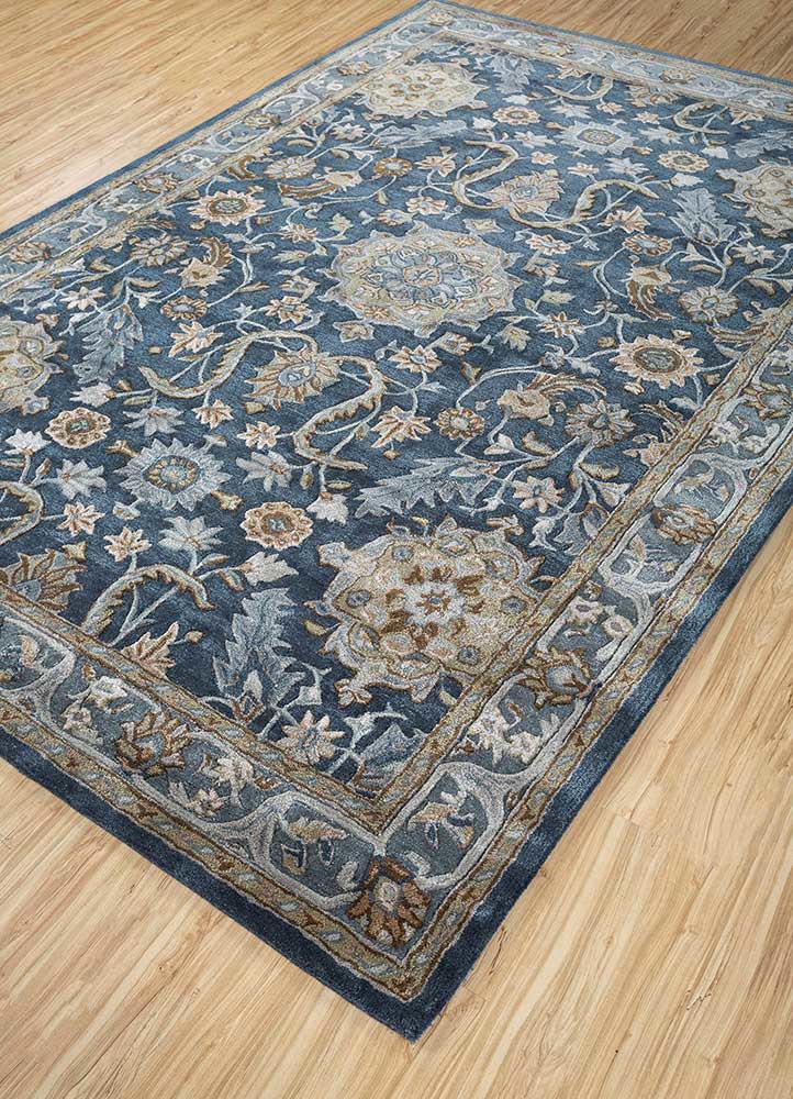 Kashbar Rug Kasbah Blue Hand Tufted Wool & Viscose Rugs-Top-1507-Jaipur Rugs ZA