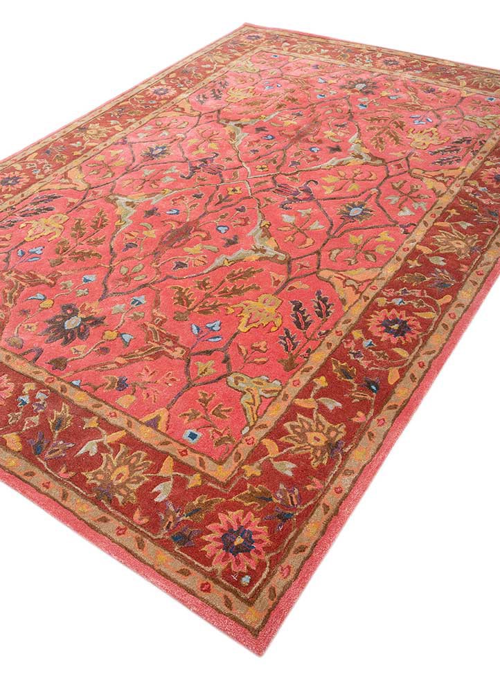 kasbah red and orange wool and viscose hand tufted Rug - FoldShot