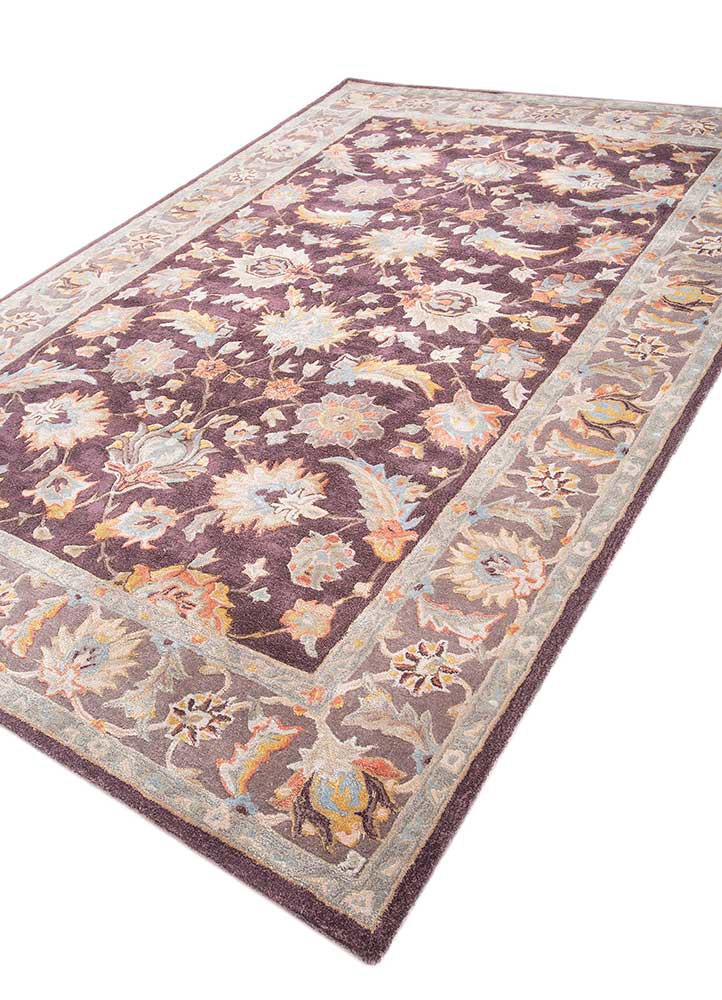 kasbah pink and purple wool and viscose hand tufted Rug - FoldShot