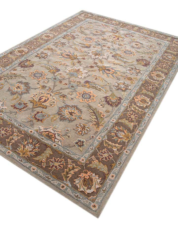 kasbah beige and brown wool and viscose hand tufted Rug - FoldShot kasbah beige and brown wool and viscose hand tufted Rug - FoldShot