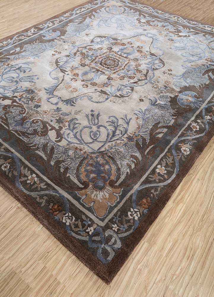 kora beige and brown wool and viscose hand tufted Rug - FoldShot kora beige and brown wool and viscose hand tufted Rug - FoldShot