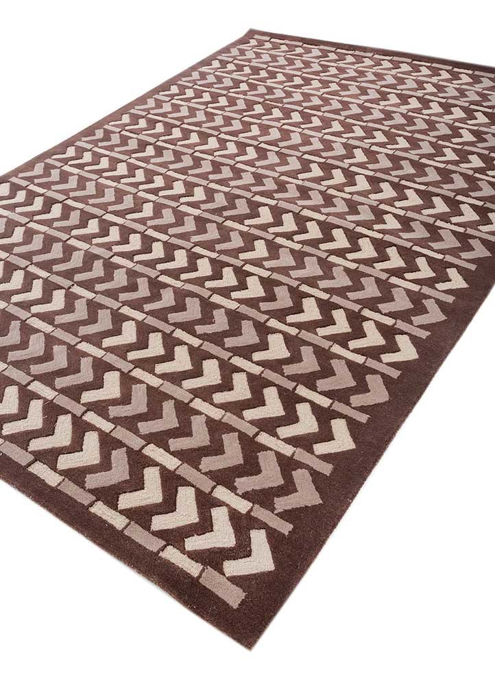 wild wanderlust beige and brown wool hand tufted Rug - FoldShot