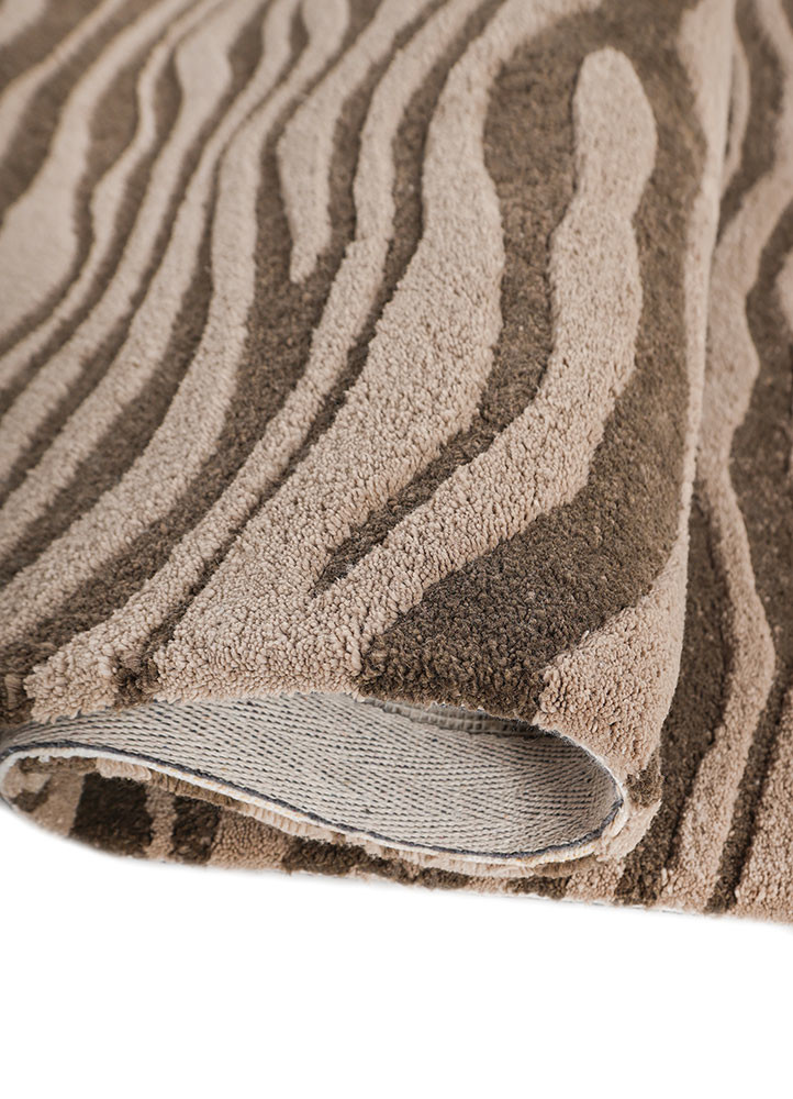 linear beige and brown acrylic hand tufted Rug - FoldShot