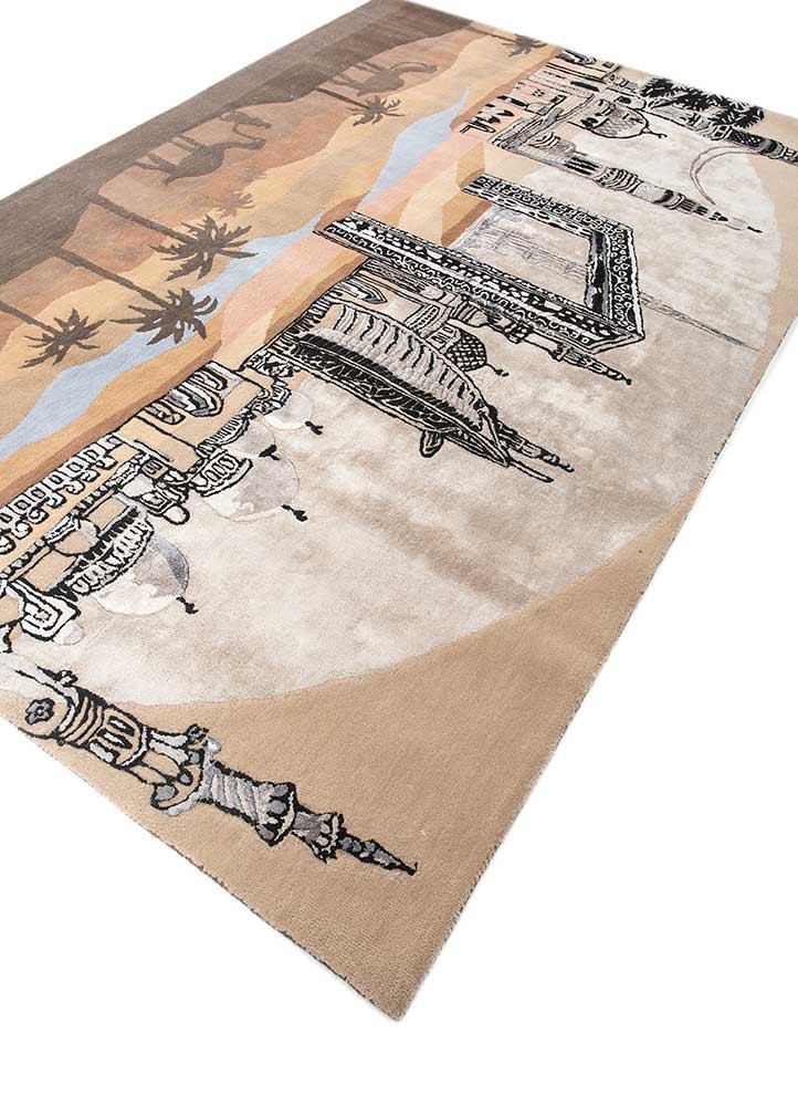 linear ivory wool and viscose hand tufted Rug - FoldShot