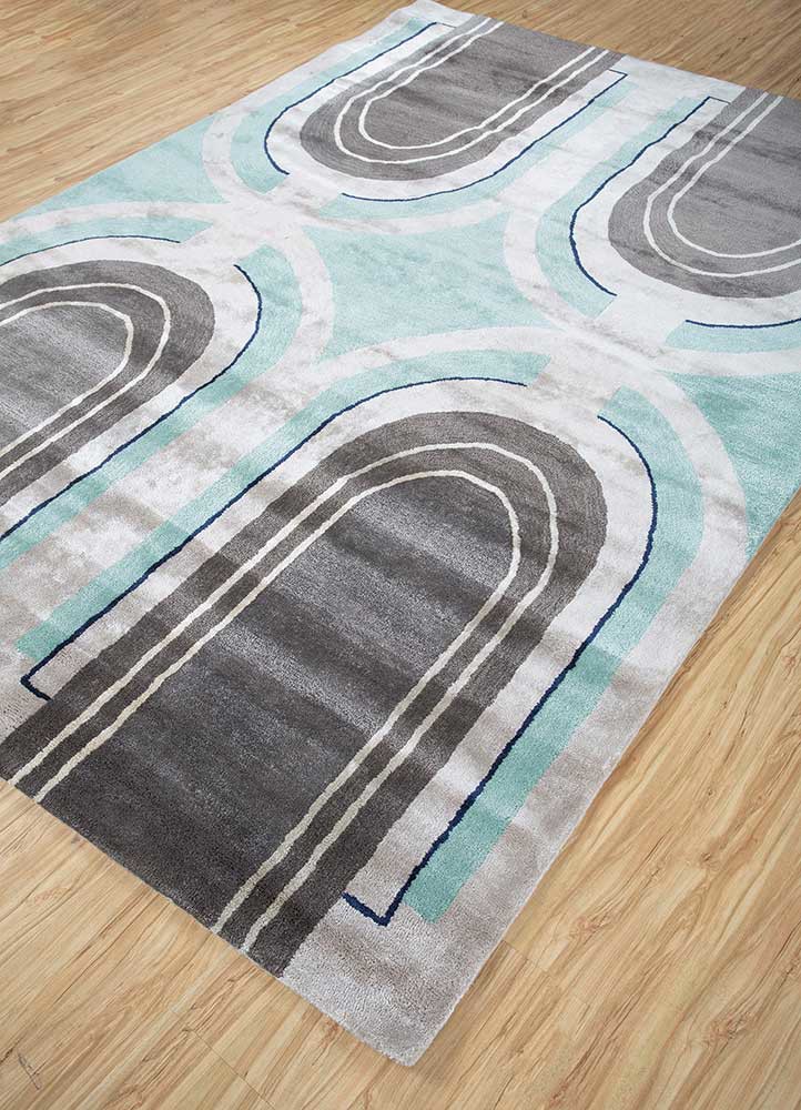 acar blue wool and viscose hand tufted Rug - FoldShot acar blue wool and viscose hand tufted Rug - FoldShot