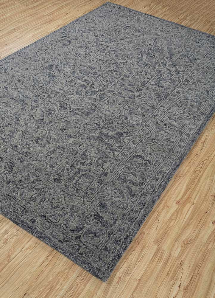 imara grey and black wool hand tufted Rug - FoldShot