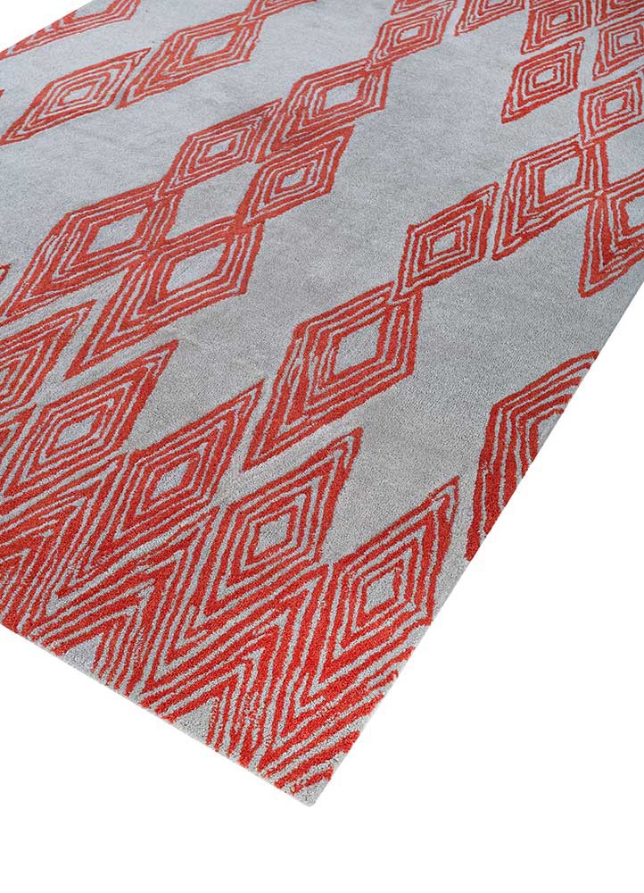acar red and orange wool hand tufted Rug - FoldShot acar red and orange wool hand tufted Rug - FoldShot