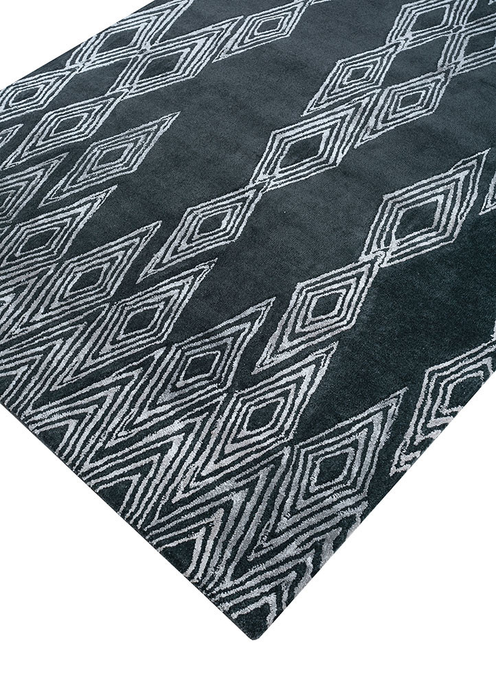 acar grey and black wool and viscose hand tufted Rug - FoldShot
