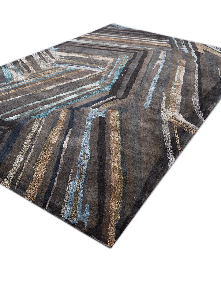 genesis grey and black wool and viscose hand tufted Rug - FoldShot