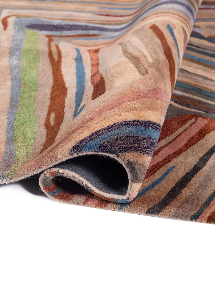 genesis red and orange wool and viscose hand tufted Rug - FoldShot