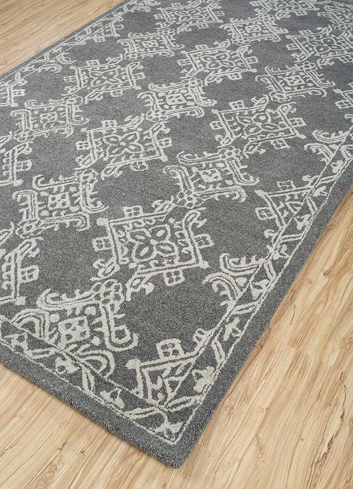 imara grey and black wool and viscose hand tufted Rug - FoldShot