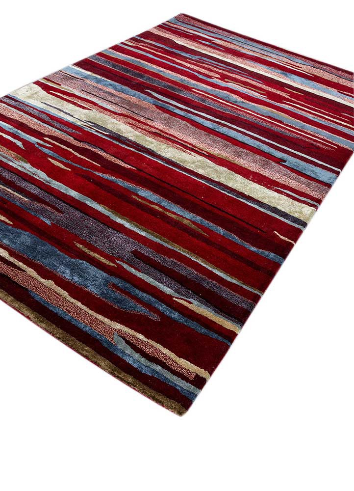 acar red and orange wool and viscose hand tufted Rug - FoldShot