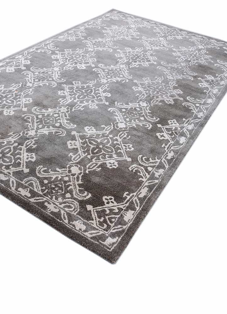 imara grey and black wool and viscose hand tufted Rug - FoldShot