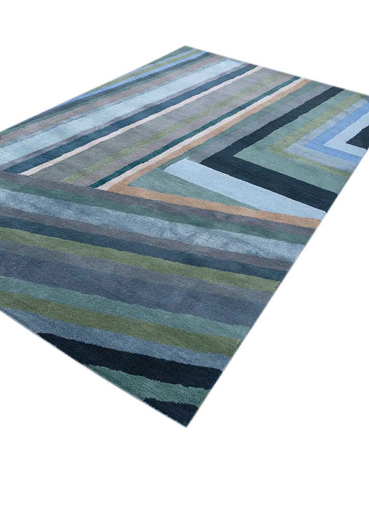 acar blue wool and viscose hand tufted Rug - FoldShot acar blue wool and viscose hand tufted Rug - FoldShot