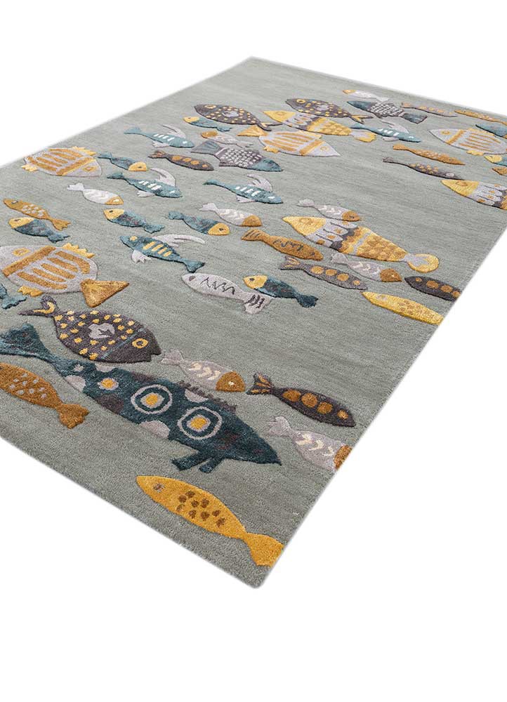 confetti blue wool and viscose hand tufted Rug - FoldShot confetti blue wool and viscose hand tufted Rug - FoldShot