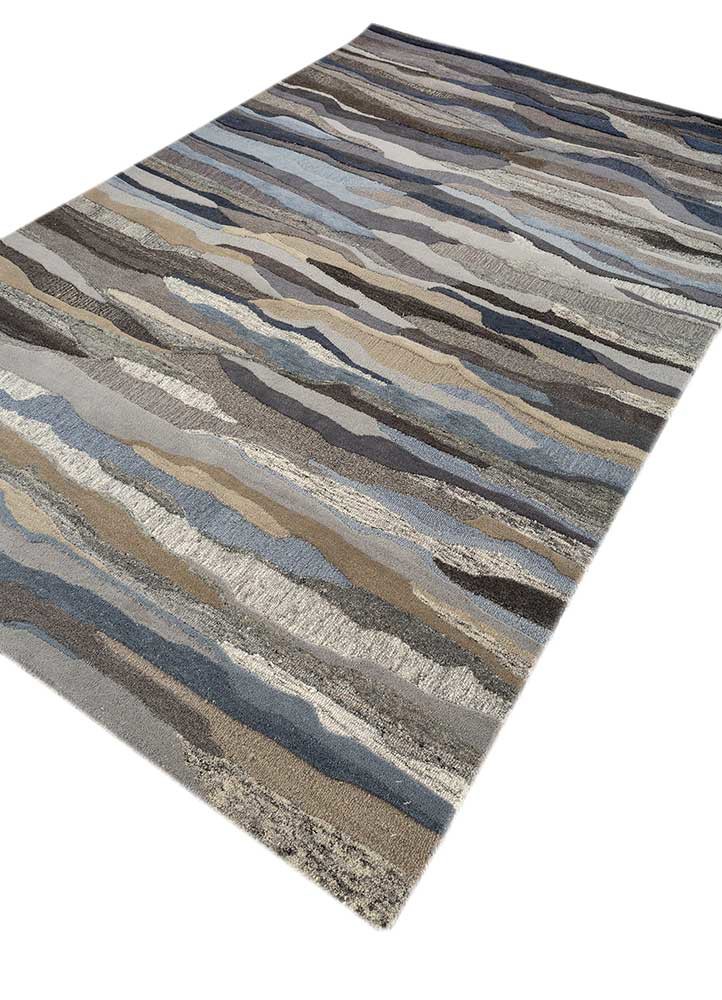 acar grey and black wool hand tufted Rug - FoldShot