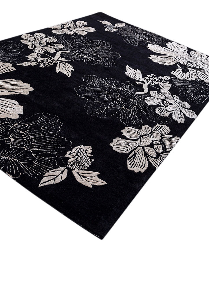 hacienda grey and black wool and viscose hand tufted Rug - FoldShot