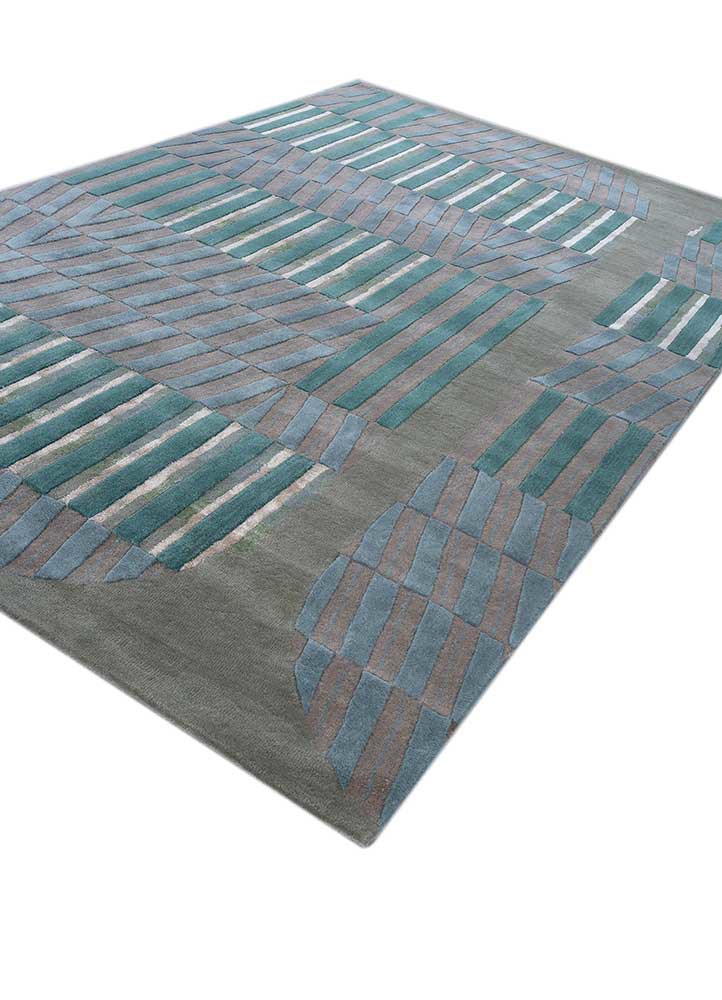 come around beige and brown wool hand tufted Rug - FoldShot