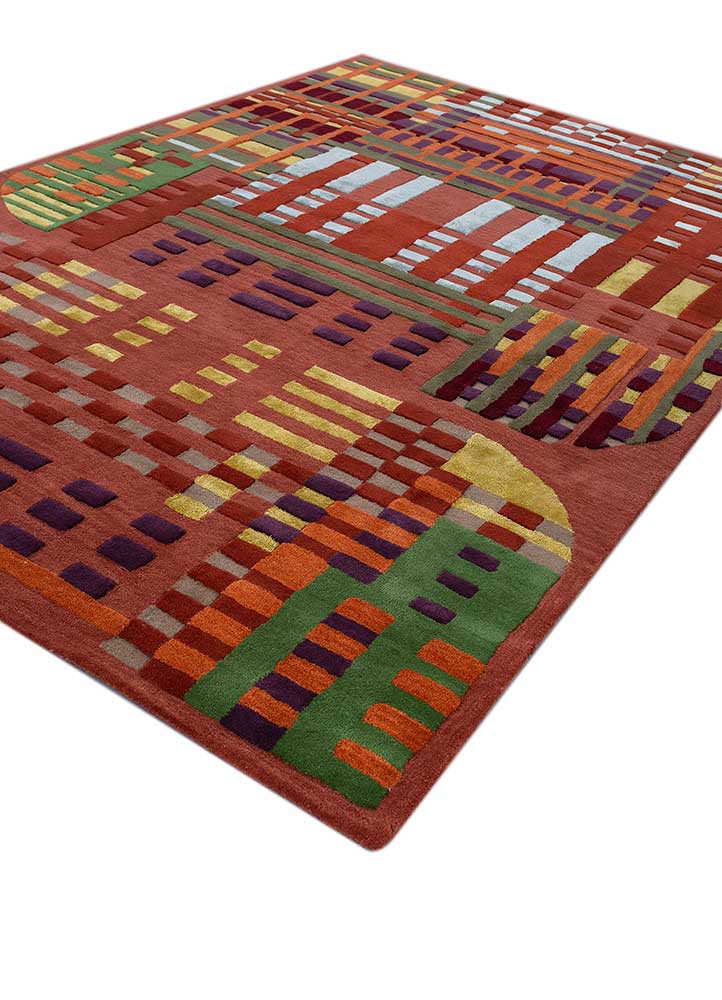 come around red and orange wool and viscose hand tufted Rug - FoldShot