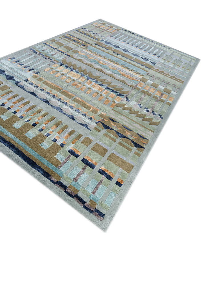 confetti blue wool and viscose hand tufted Rug - FoldShot