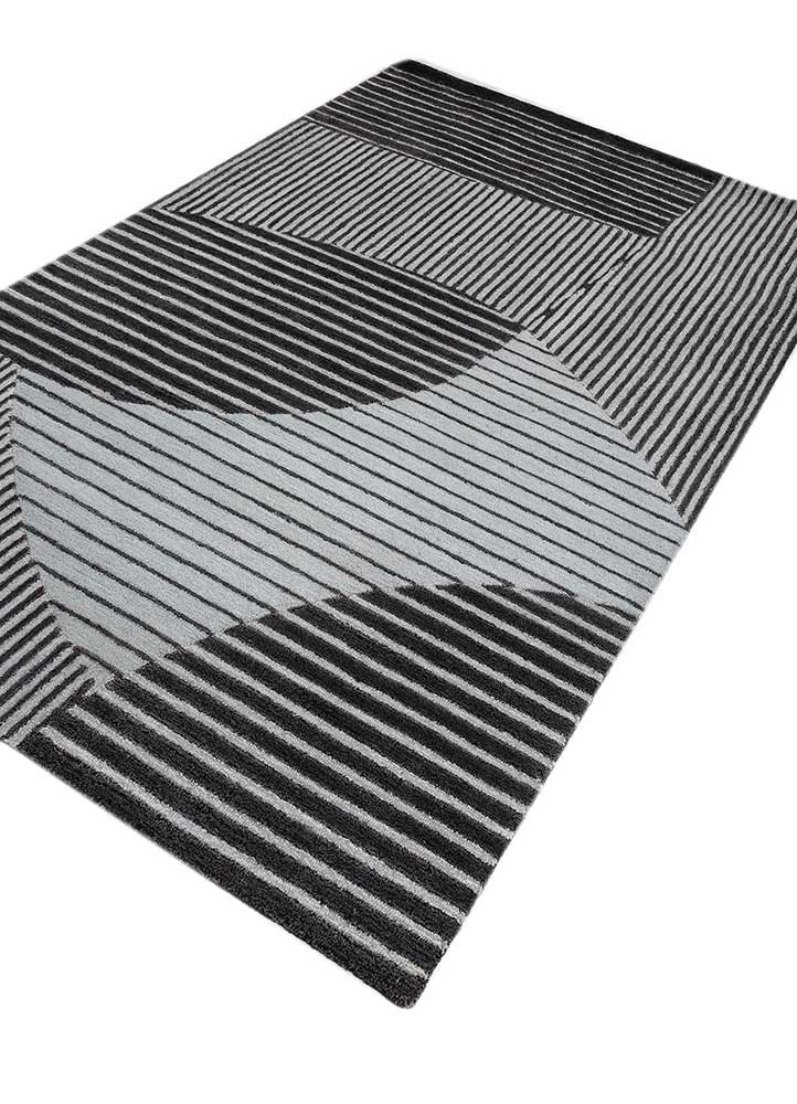 contour grey and black wool and viscose hand tufted Rug - FoldShot
