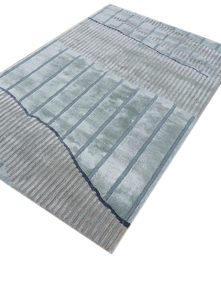 white noise blue wool and viscose hand tufted Rug - FoldShot white noise blue wool and viscose hand tufted Rug - FoldShot