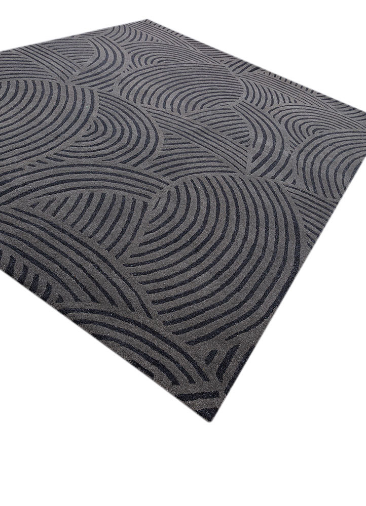 pathways grey and black wool and viscose hand tufted Rug - FoldShot pathways grey and black wool and viscose hand tufted Rug - FoldShot