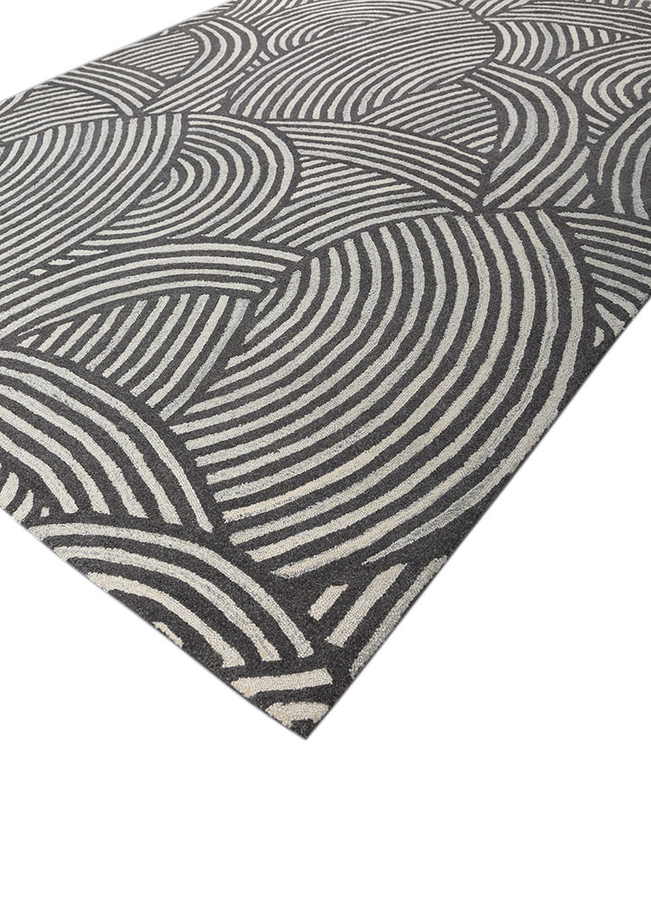 pathways grey and black wool and viscose hand tufted Rug - FoldShot pathways grey and black wool and viscose hand tufted Rug - FoldShot