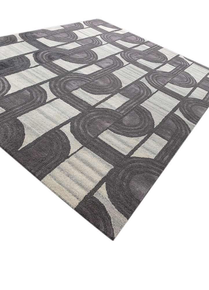 pathways grey and black wool and viscose hand tufted Rug - FoldShot pathways grey and black wool and viscose hand tufted Rug - FoldShot