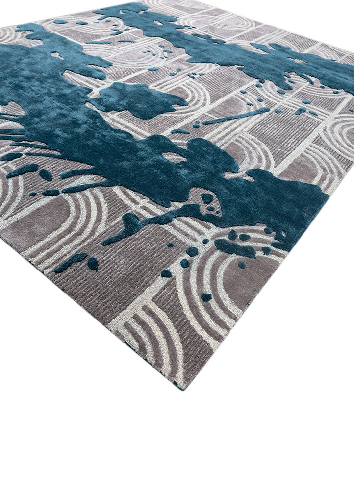 adrift blue wool and viscose hand tufted Rug - FoldShot adrift blue wool and viscose hand tufted Rug - FoldShot